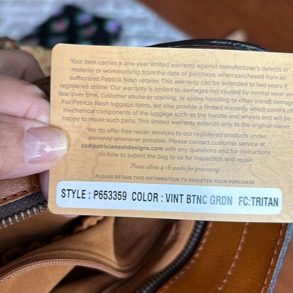 Patricia Nash vintage botanical garden floral brown shoulder bag NWT - Picture 10 of 14